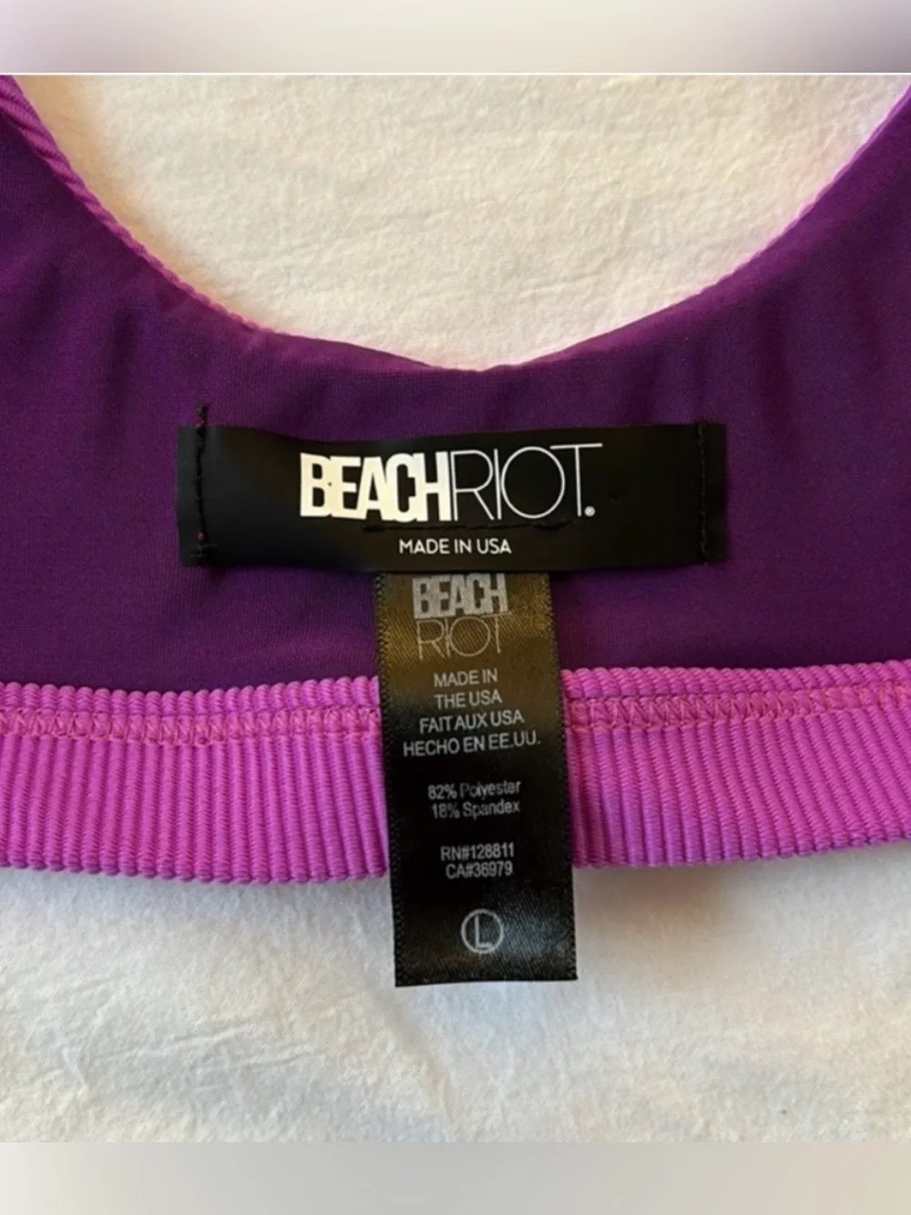 Beach Riot Scoop Neck Top & High Waist Bikini Bottom Set Size Large Purple - Picture 4 of 9
